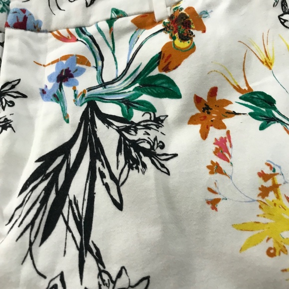 Contemporaine Women's Floral Cotton Trousers White Size 14 - Picture 3 of 9